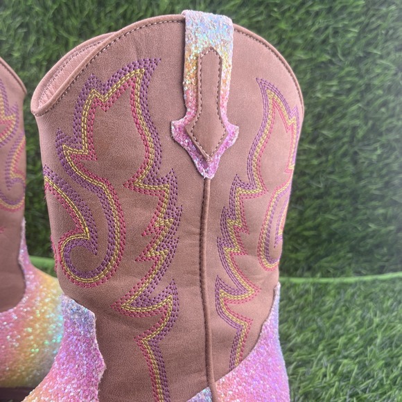 Girls Rainbow Glitter Western Boots Cottagecore Fairycore Cowboy Size 11 🌈✨ - Picture 6 of 8